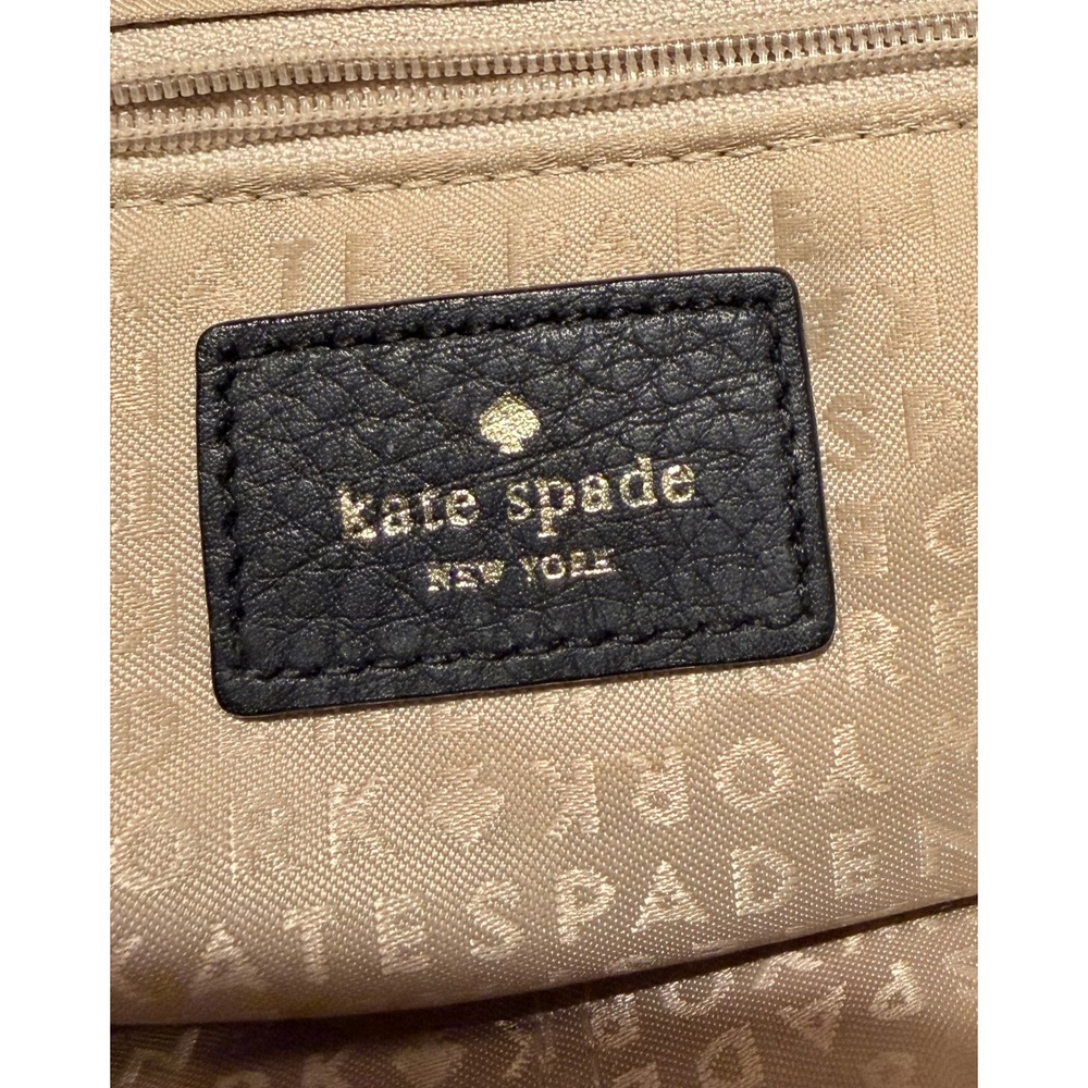 Kate Spade Black Pebbled Leather Suede Trim Crossbody Bag Top Handle Satchel - Picture 8 of 14